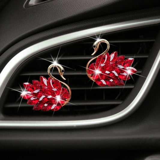 Exquisite Rhinestone Swan Car Air Freshener Clip