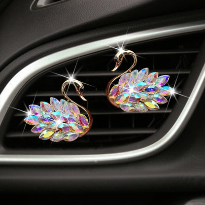 Exquisite Rhinestone Swan Car Air Freshener Clip