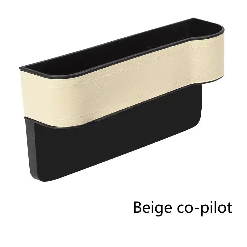 Car organizer with beige co-pilot section on a white background