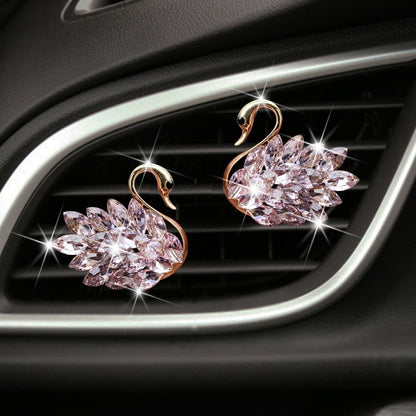 Exquisite Rhinestone Swan Car Air Freshener Clip